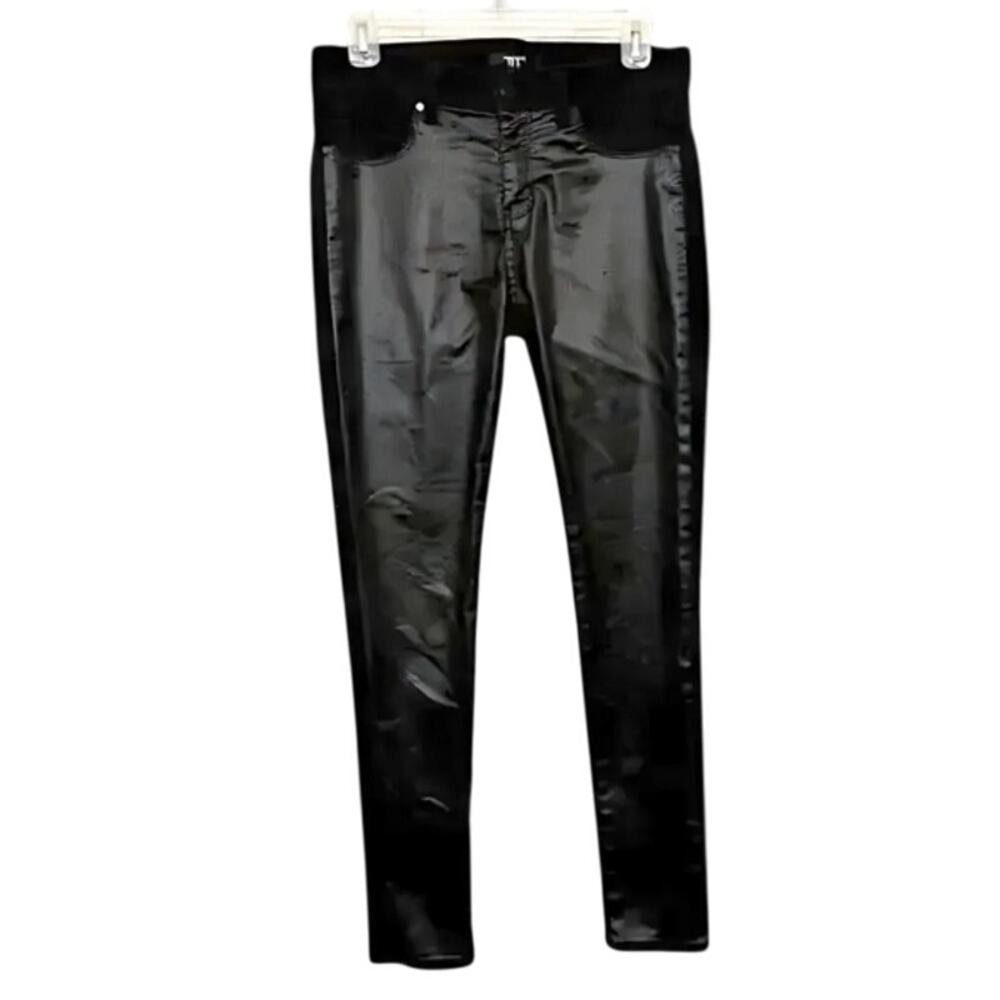 Forever 21 Skinny Pants Mid-Rise Faux Leather Front 4-Pocket Black Women's US 27